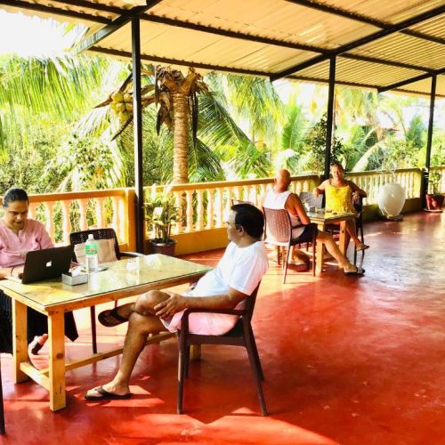 Palm trees surrounding the hotel near Candolim Beach, Goa